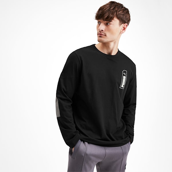 NU-TILITY Men's Long Sleeve Tee, Puma Black, extralarge