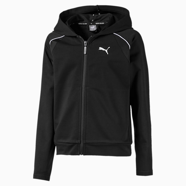 Active Sports Girls' Sweat Jacket, Puma Black, extralarge-IND