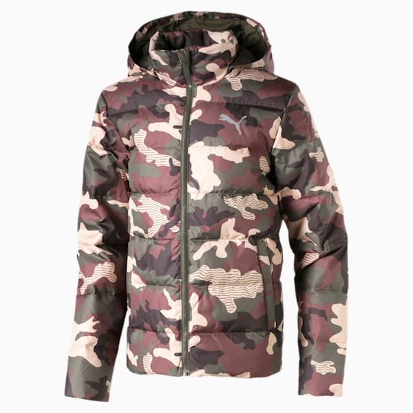 Classics Boys' Down AOP Jacket, Forest Night, extralarge