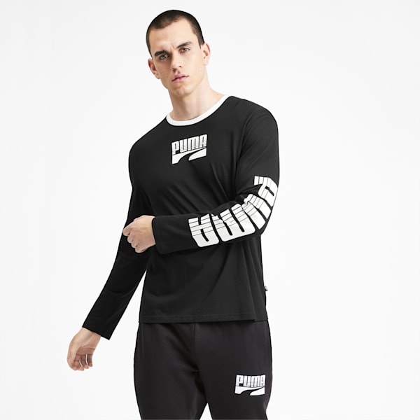 Rebel Bold Men's Long Sleeve Tee, Puma Black, extralarge