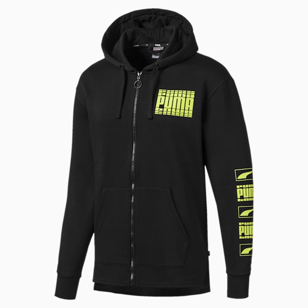 Rebel Bold Men's Fleece Full Zip Hoodie, Puma Black, extralarge