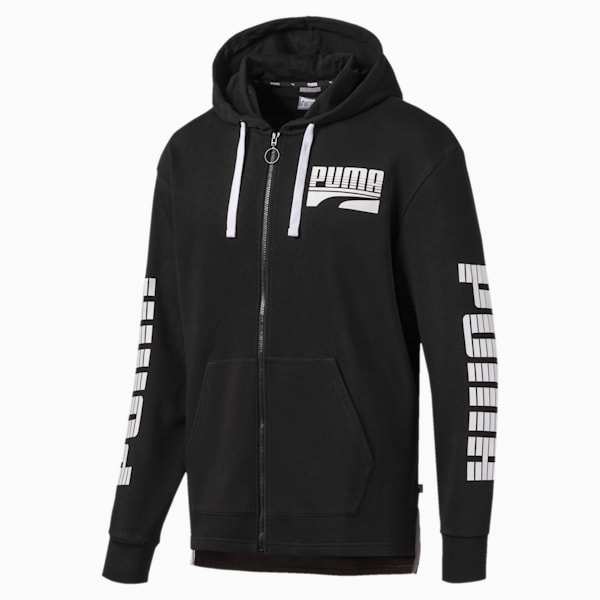 Rebel Bold Men's Full Zip Hoodie, Puma Black, extralarge