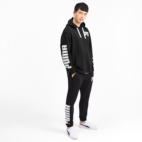 Rebel Bold Men's Full Zip Hoodie, Puma Black, extralarge