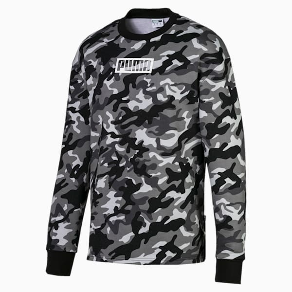 Rebel Camo Men's Fleece Crewneck Sweatshirt, Puma Black, extralarge