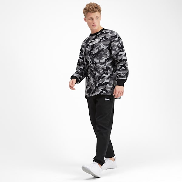 Rebel Camo Men's Fleece Crewneck Sweatshirt, Puma Black, extralarge