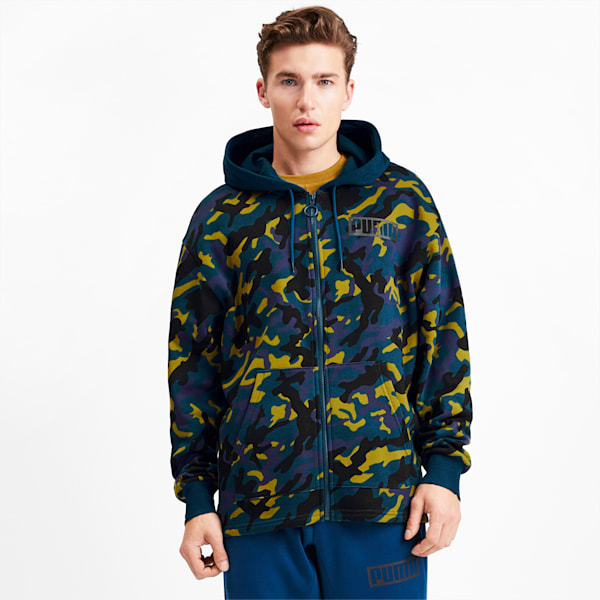 Rebel Camo Men's Full Zip Fleece Hoodie, Gibraltar Sea, extralarge