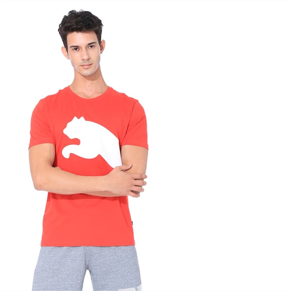 Big Logo Graphic Short Sleeve Men's Crewneck T-Shirt, High Risk Red, extralarge-IND