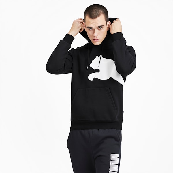 Big Logo Graphic Long Sleeve Men's Hoodie, Puma Black, extralarge-IND