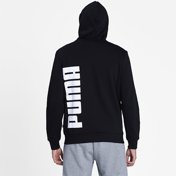 Big Logo Full Zip Men's Hoodie, Puma Black, extralarge-IND