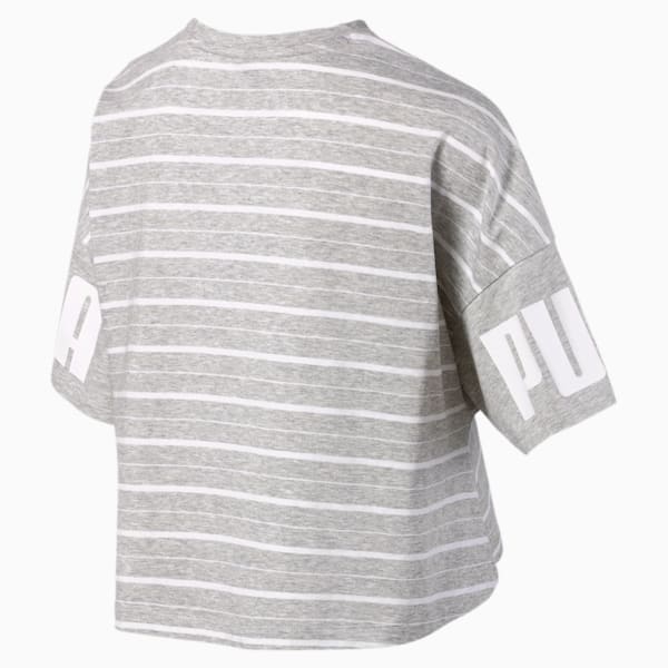 Rebel Striped Short Sleeve Women's Tee, Light Gray Heather, extralarge-IND