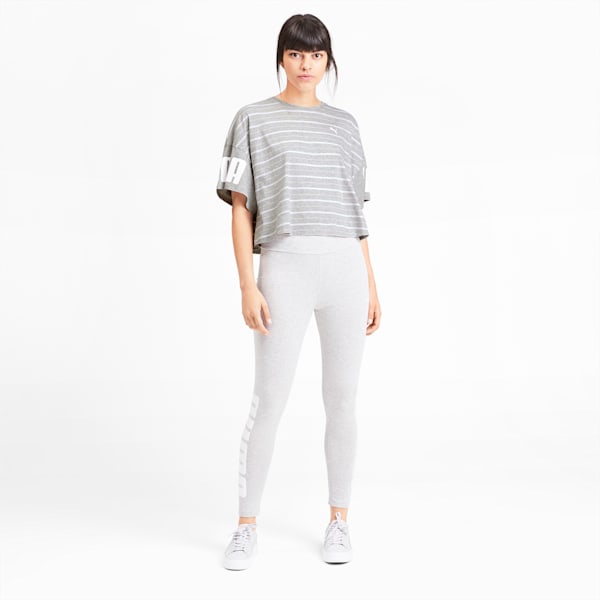 Rebel Striped Short Sleeve Women's Tee, Light Gray Heather, extralarge-IND