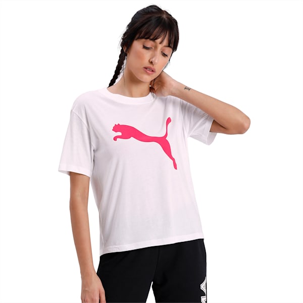 Modern Sports Logo Relaxed T-shirt, Puma White-bright rose, extralarge-IND