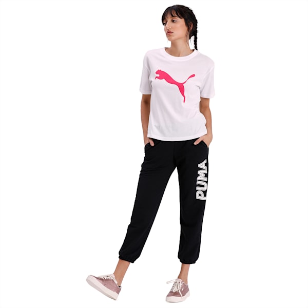 Modern Sports Logo Relaxed T-shirt, Puma White-bright rose, extralarge-IND