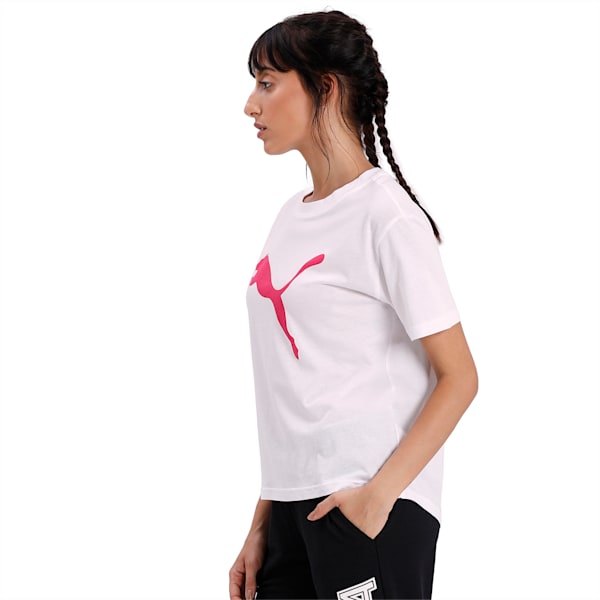 Modern Sports Logo Relaxed T-shirt, Puma White-bright rose, extralarge-IND