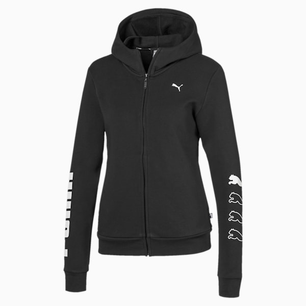 Rebel Women's Full Zip Hoodie, Puma Black, extralarge