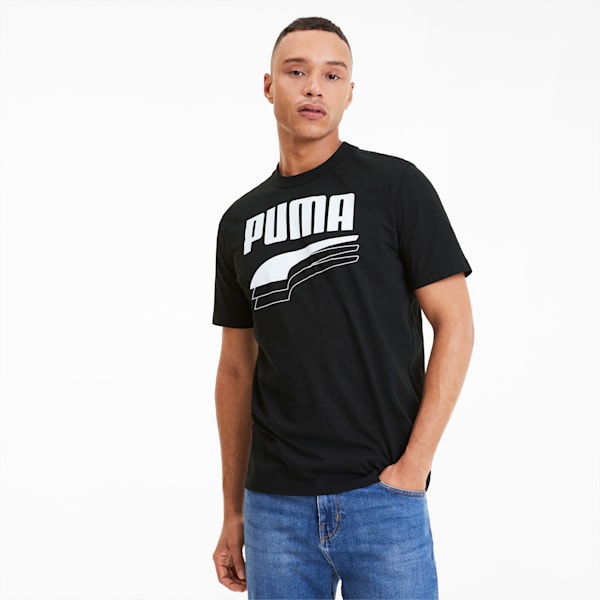 Rebel Bold Men's Tee, Puma Black-Puma White, extralarge