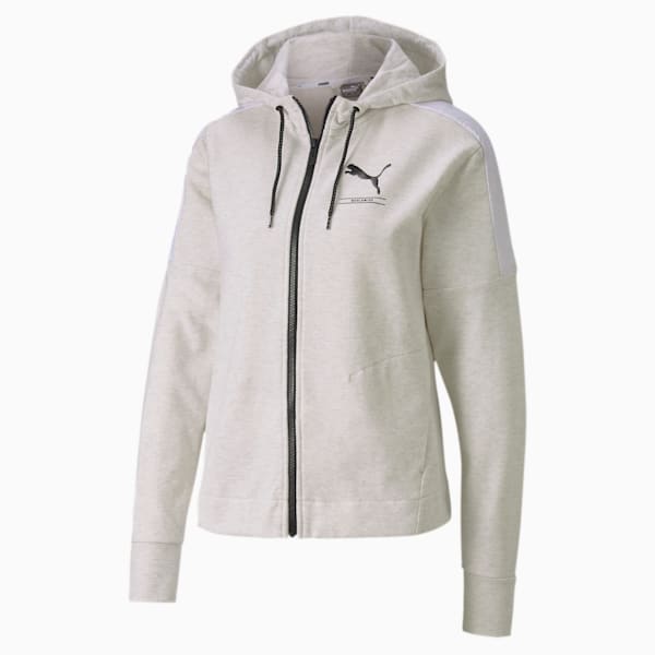 NU-TILITY Women's Full Zip Hoodie, Puma White Heather, extralarge