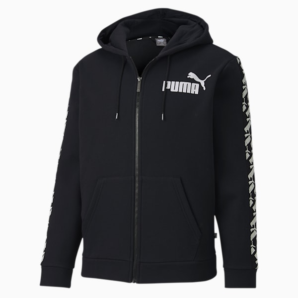 Amplified Fleece Full Zip Men's Hoodie, Puma Black, extralarge-IND