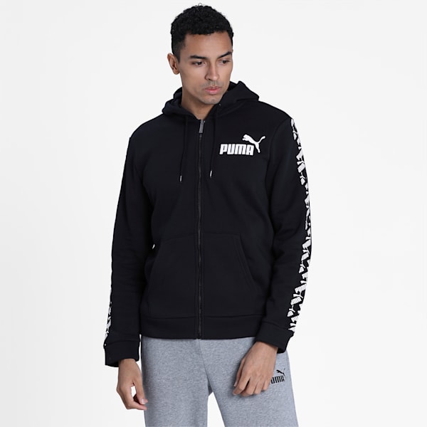 Amplified Fleece Full Zip Men's Hoodie, Puma Black, extralarge-IND