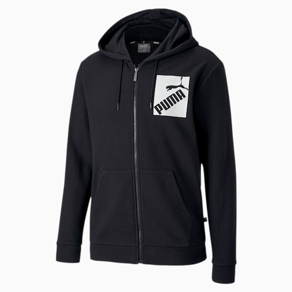 Big Logo Men's Full Zip Hoodie, Puma Black, extralarge