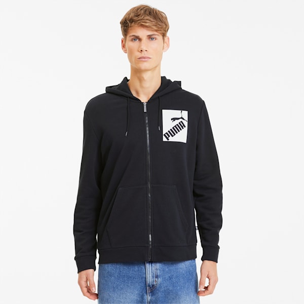 Big Logo Men's Full Zip Hoodie, Puma Black, extralarge