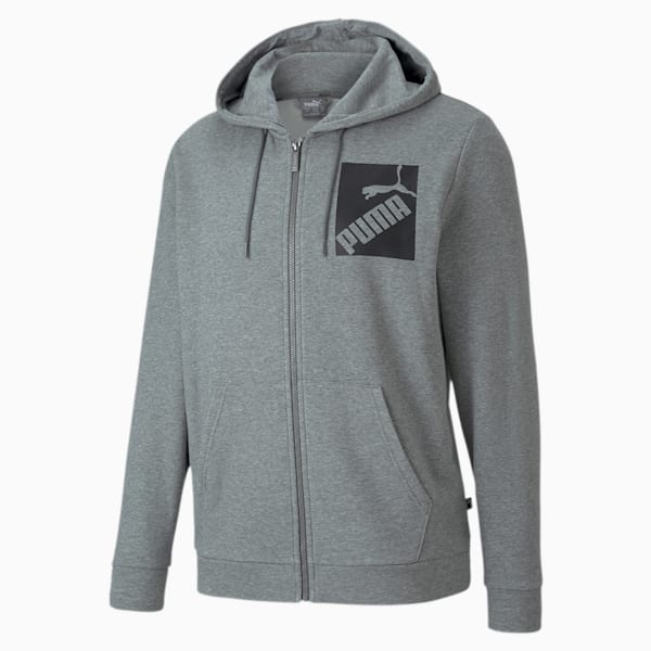 Big Logo Men's Full Zip Hoodie, Medium Gray Heather, extralarge