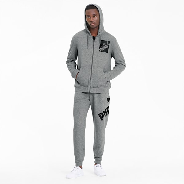Big Logo Men's Full Zip Hoodie, Medium Gray Heather, extralarge