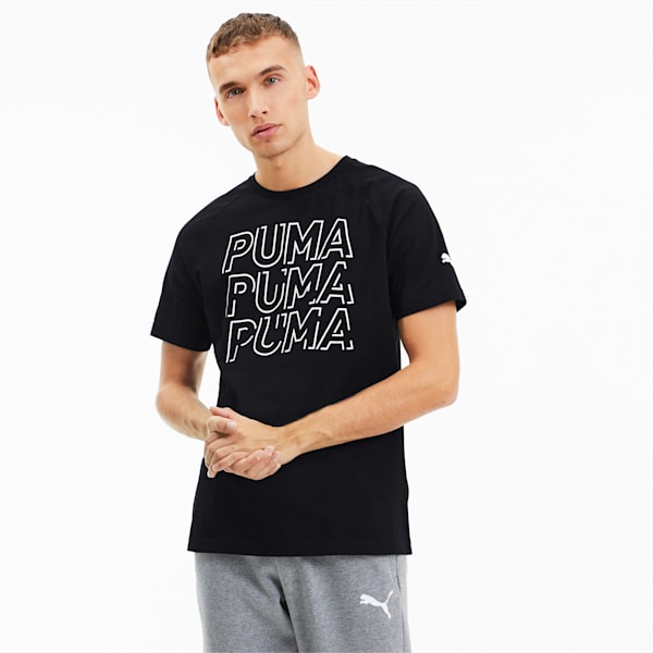 Modern Sports Men's Logo Tee, Puma Black-Puma White, extralarge