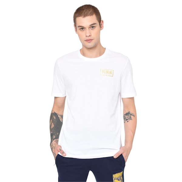 Holiday Pack Graphic Short Sleeve Men's Regular Fit Crewneck T-Shirt, Puma White, extralarge-IND