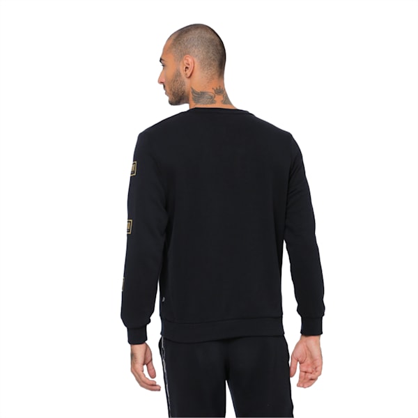Holiday Pack Long Sleeve Men's Crewneck Sweat Pullover, Cotton Black
