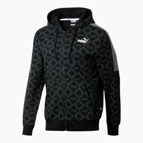 Logo AOP Pack Men's Hoodie, Cotton Black-AOP, extralarge