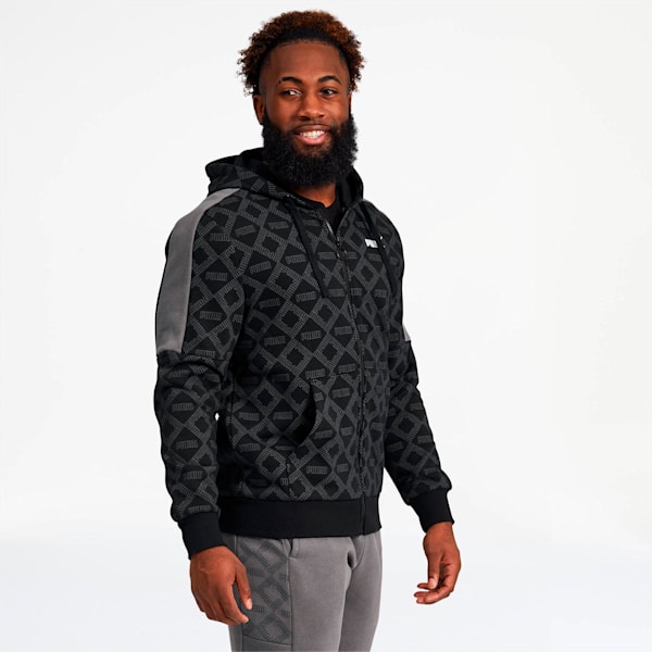 Logo AOP Pack Men's Hoodie, Cotton Black-AOP, extralarge