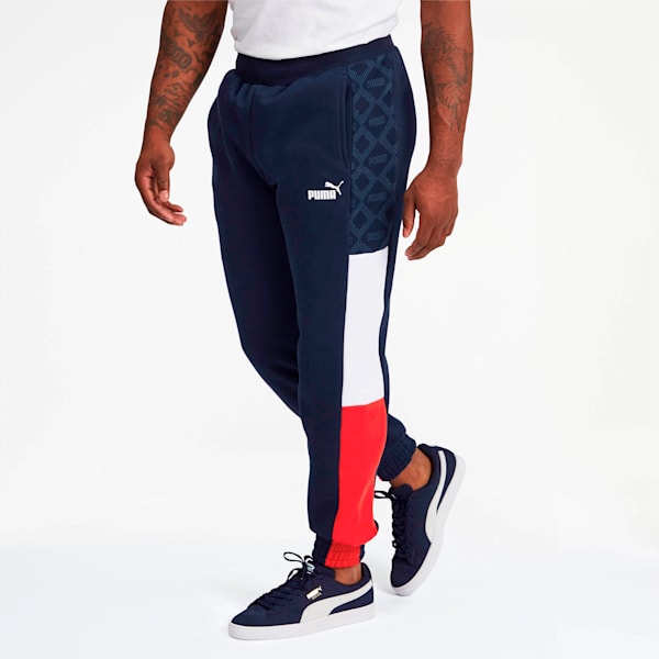 Logo AOP Pack Men's Sweatpants, Peacoat, extralarge