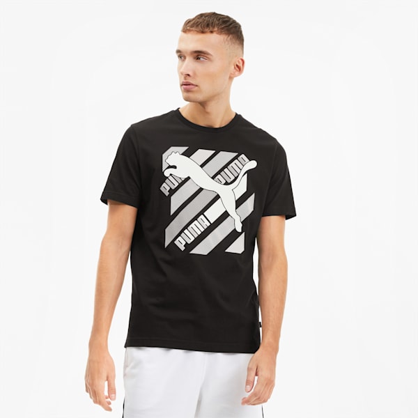 Cat Brand Men's Graphic Tee, Puma Black, extralarge