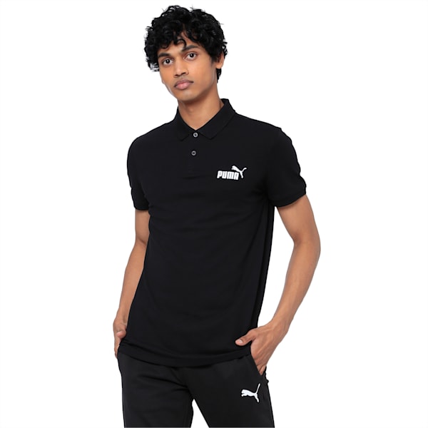 Essential Short Sleeve Men's Polo Shirt, Cotton Black, extralarge-IND