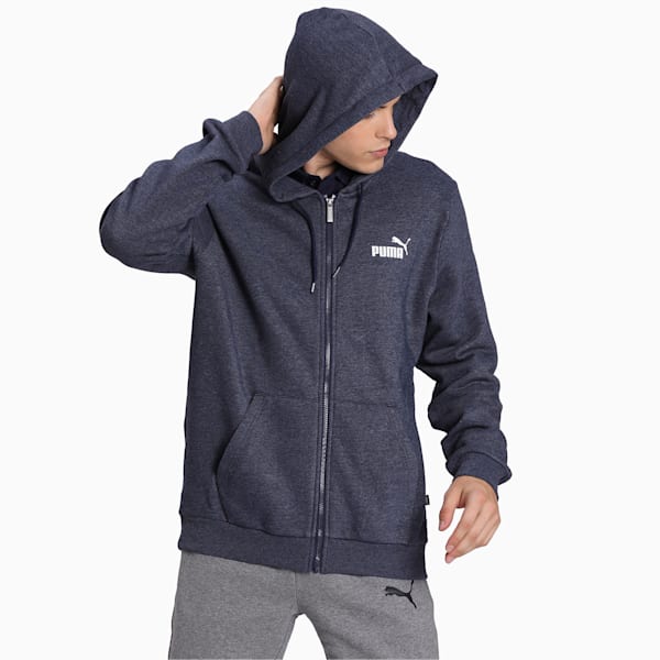 Essentials Fleece Hooded Men's Jacket, Peacoat Heather, extralarge-IND