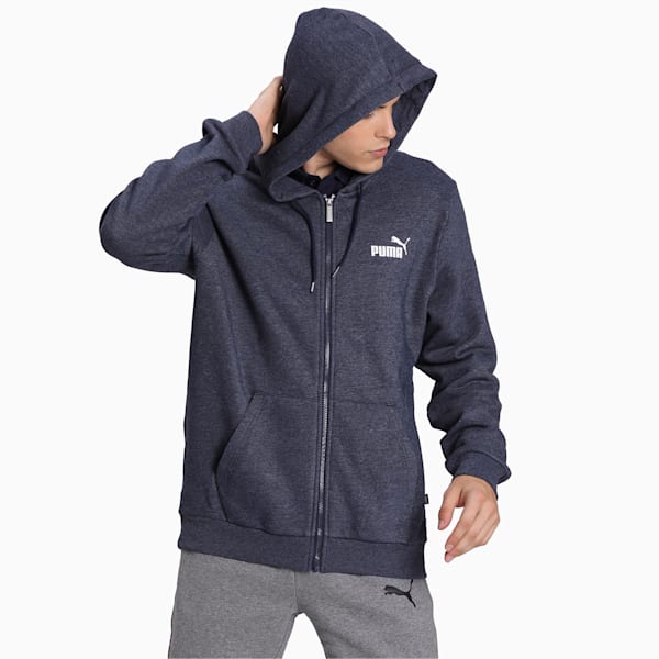 Essentials Fleece Hooded Men's Jacket, Peacoat Heather, extralarge-IND