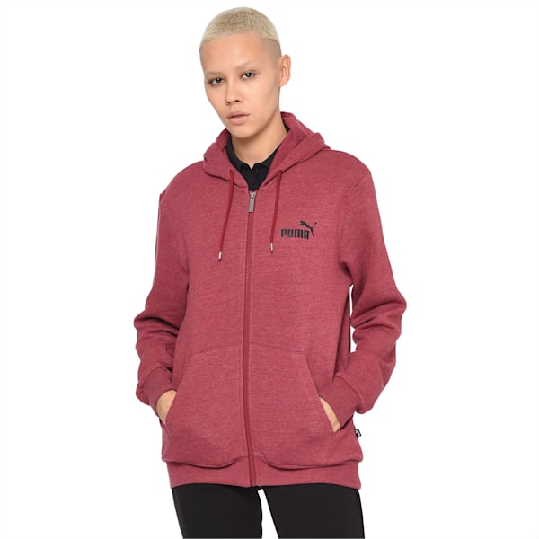 Essentials Fleece Hooded Men's Jacket, Rhubarb Heather, extralarge-IND