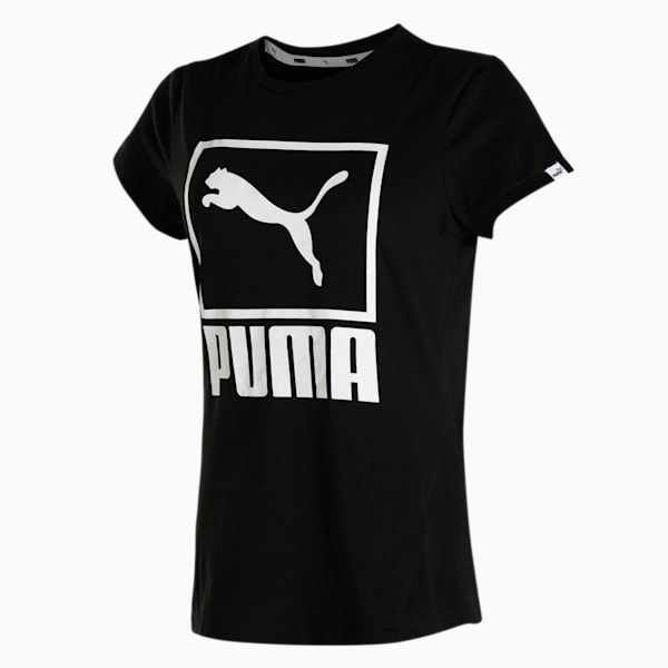 PUMA Stacked Logo Women's T-Shirt, Puma Black-Puma White, extralarge-IND