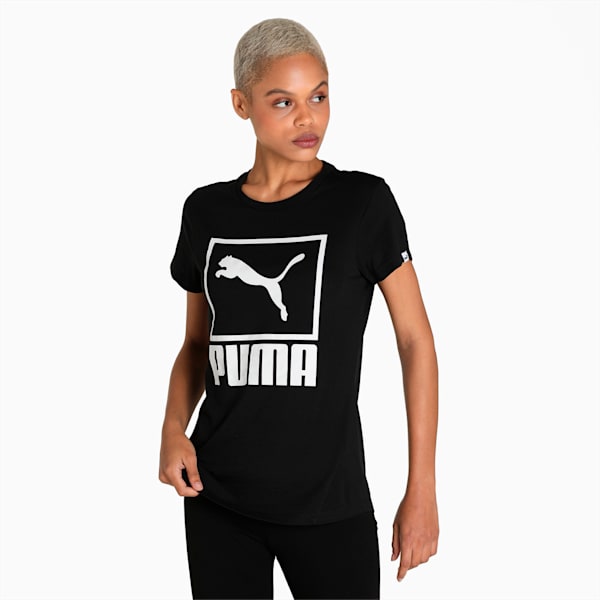 PUMA Stacked Logo Women's T-Shirt, Puma Black-Puma White, extralarge-IND