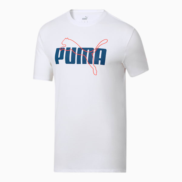 PUMA Lined Up Men's Tee, Puma White, extralarge