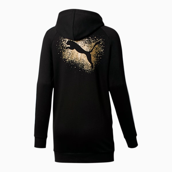 Glitz Women's Full Zip Hoodie, Puma Black-Puma White-Gold, extralarge