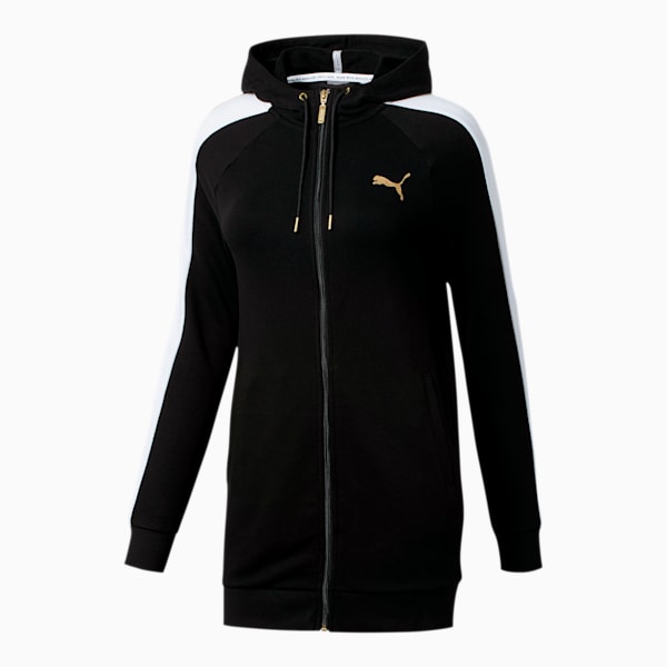 Black puma zip hoodie hotsell