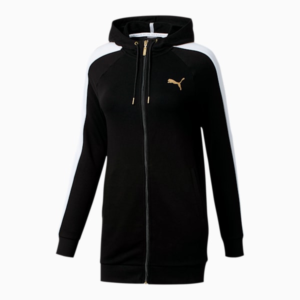 Glitz Women's Full Zip Hoodie, Puma Black-Puma White-Gold, extralarge