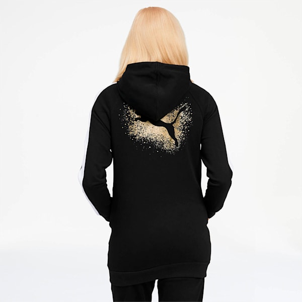 Glitz Women's Full Zip Hoodie, Puma Black-Puma White-Gold, extralarge