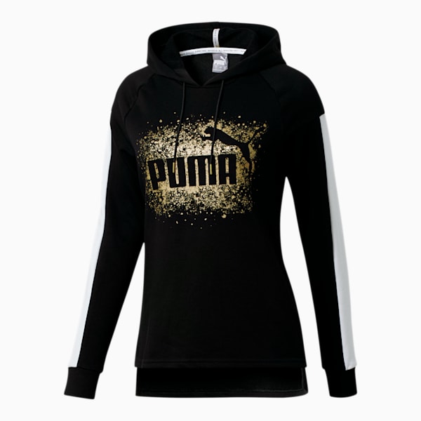 Glitz Women's Hoodie, Puma Black-Puma White-Gold, extralarge