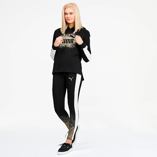 Glitz Women's Hoodie, Puma Black-Puma White-Gold, extralarge