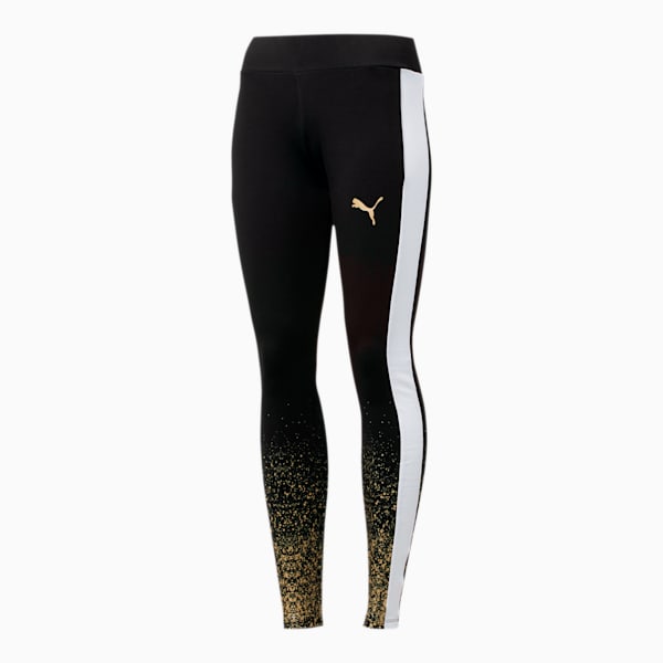 PUMA Womens Athletic Logo Leggings Puma Black/Gold Medium 