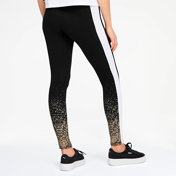 Glitz Women's Leggings, Puma Black-Puma White-Gold, extralarge