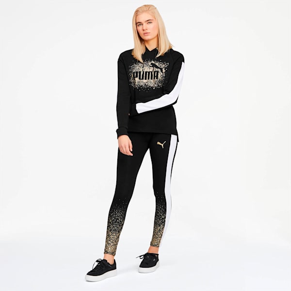 Puma Women's Moto Tight Black Gold Leggings Workout Active Wear